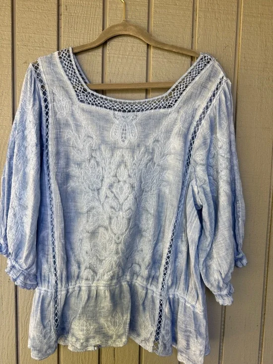 Women”s Democracy Blue Lace Top Size XL - Picture 6 of 6